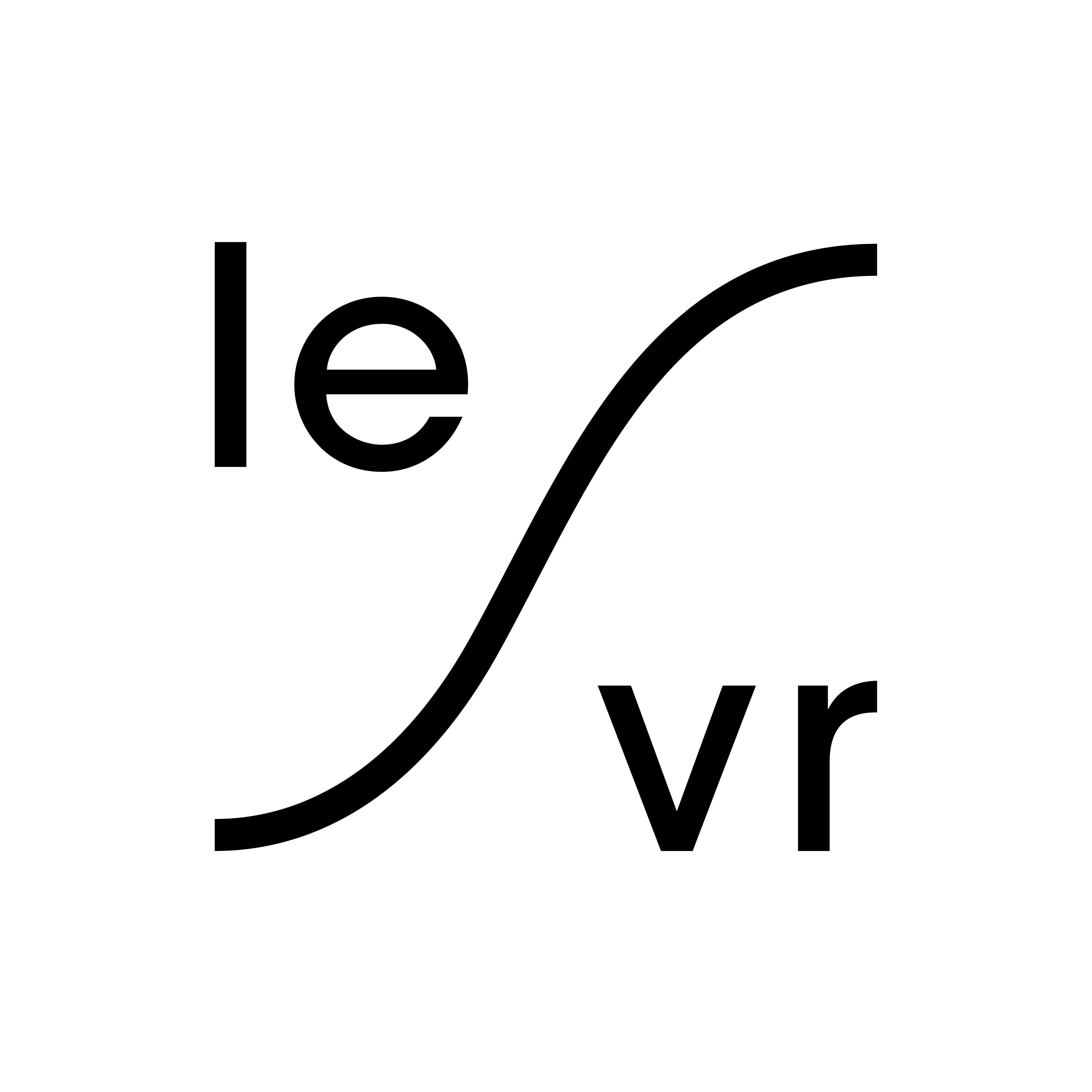 The LEVR primary mark: lowercase le in the upper-left and vr in the lower-right, split by a single S-curve rising from lower-left to upper-right.